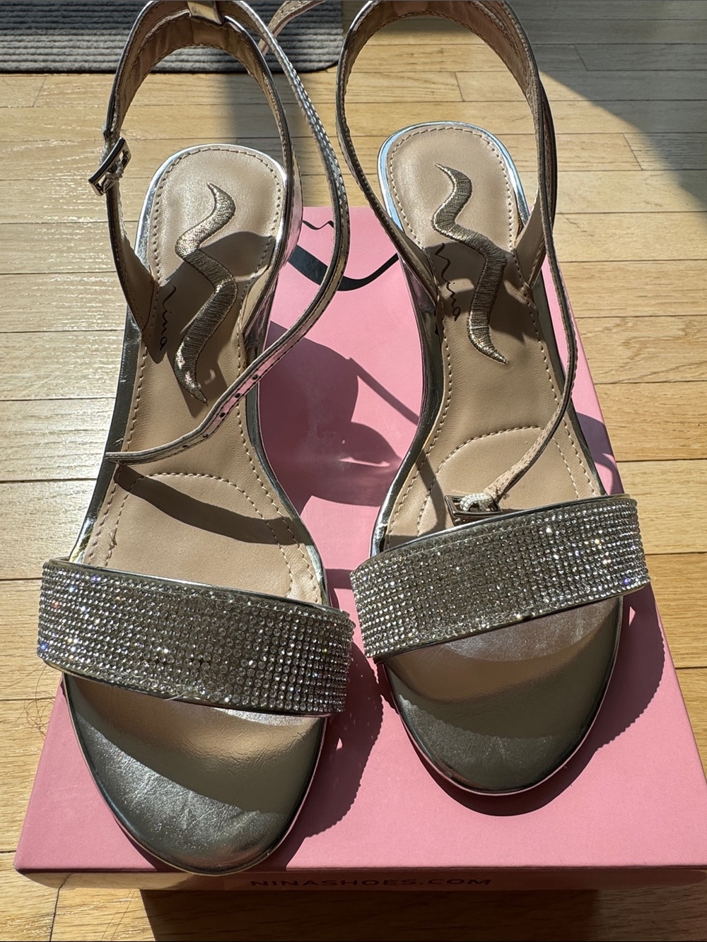 Nina Silver Crystal Slingback Heels